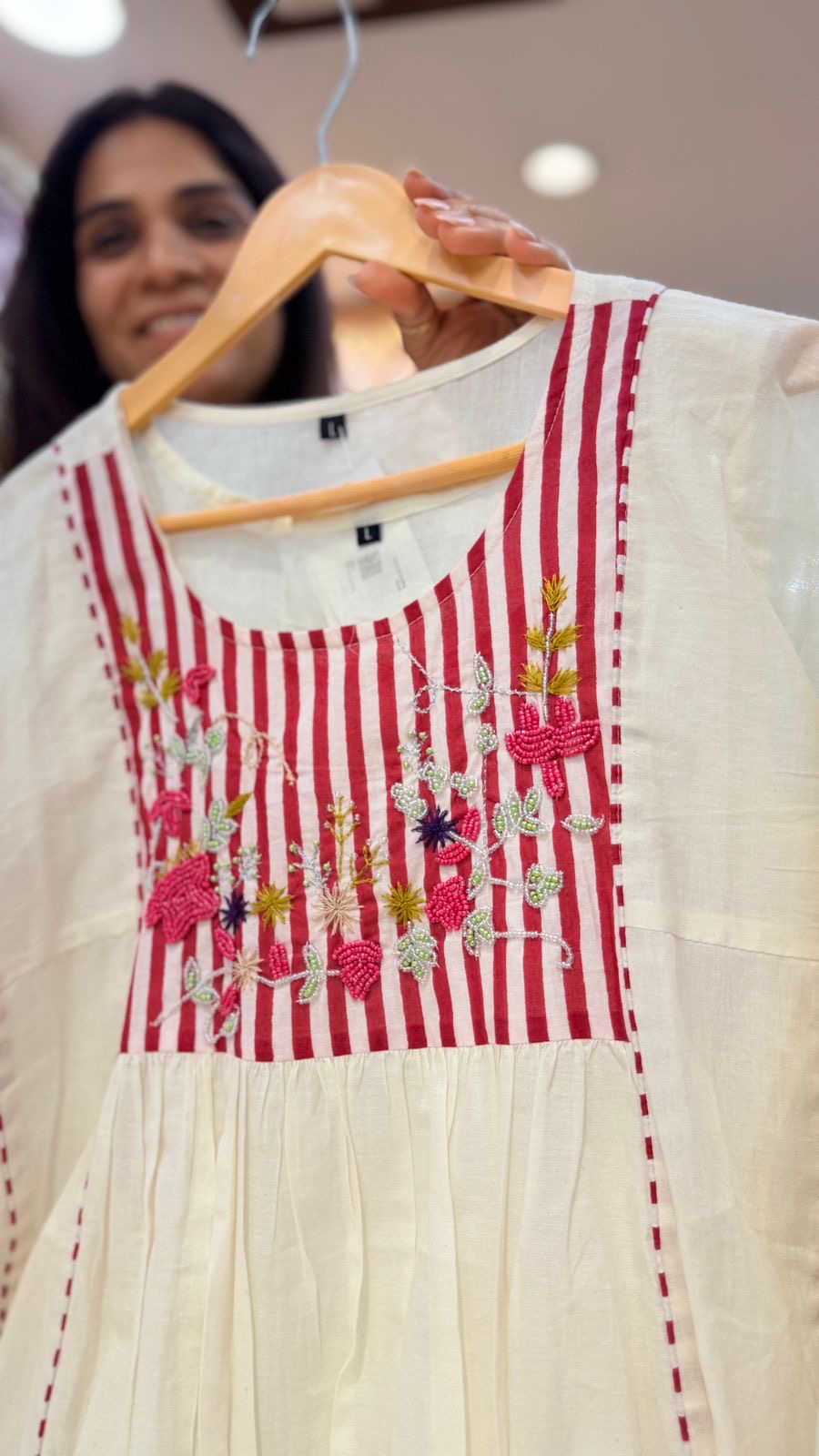 Blush Striped Bloom Kurta Set