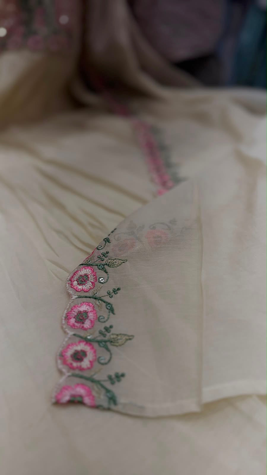 The Ivory Rose Berry Mul Chanderi