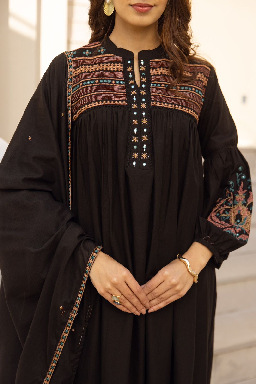 Midnight Zoya Embroidered Suit Set