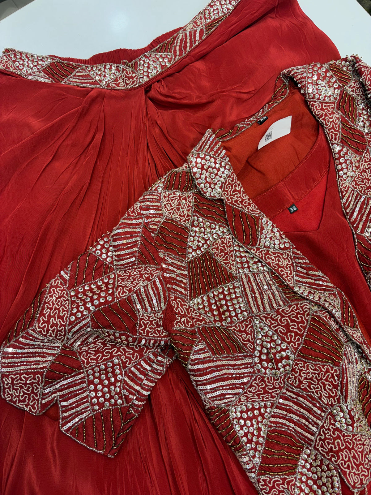 Crimson Beyond Ordinary – Luxury Dhoti Skirt Set { Limited Edition }