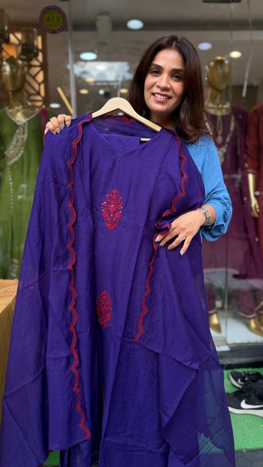The Colour Correspondence – Mul Chanderi Suit Set