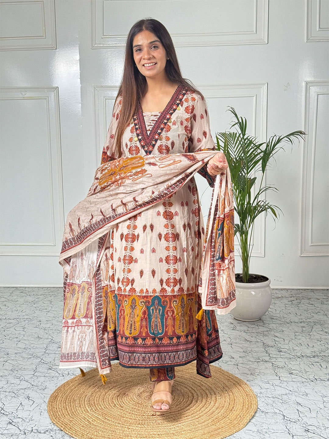 Ivory Heritage Printed Suit Set