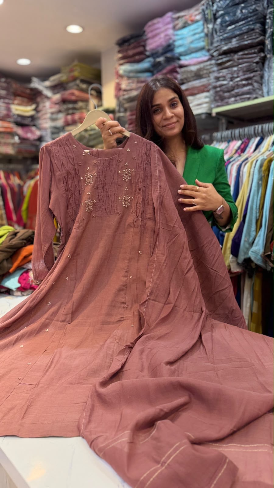 Crimson Keepsake – Mul Chanderi Suit Set