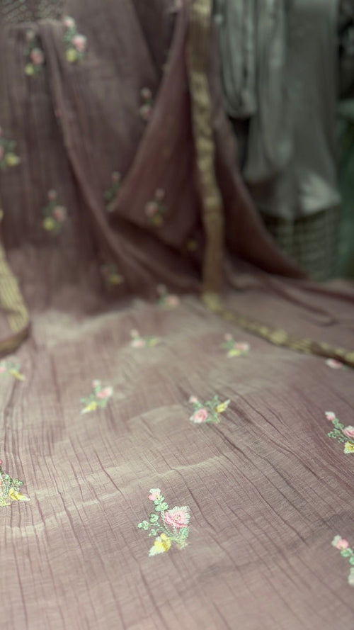 Misted Rose Mul Chanderi Suit Set