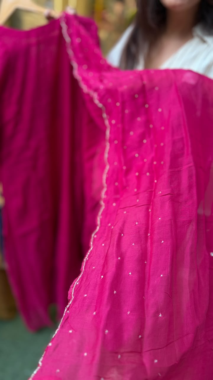 Azure Heirloom Mirror Mul Chanderi Suit