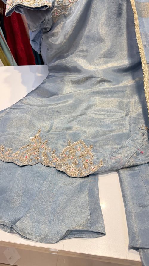 Shimmer blue Suit Set with Broad Divider