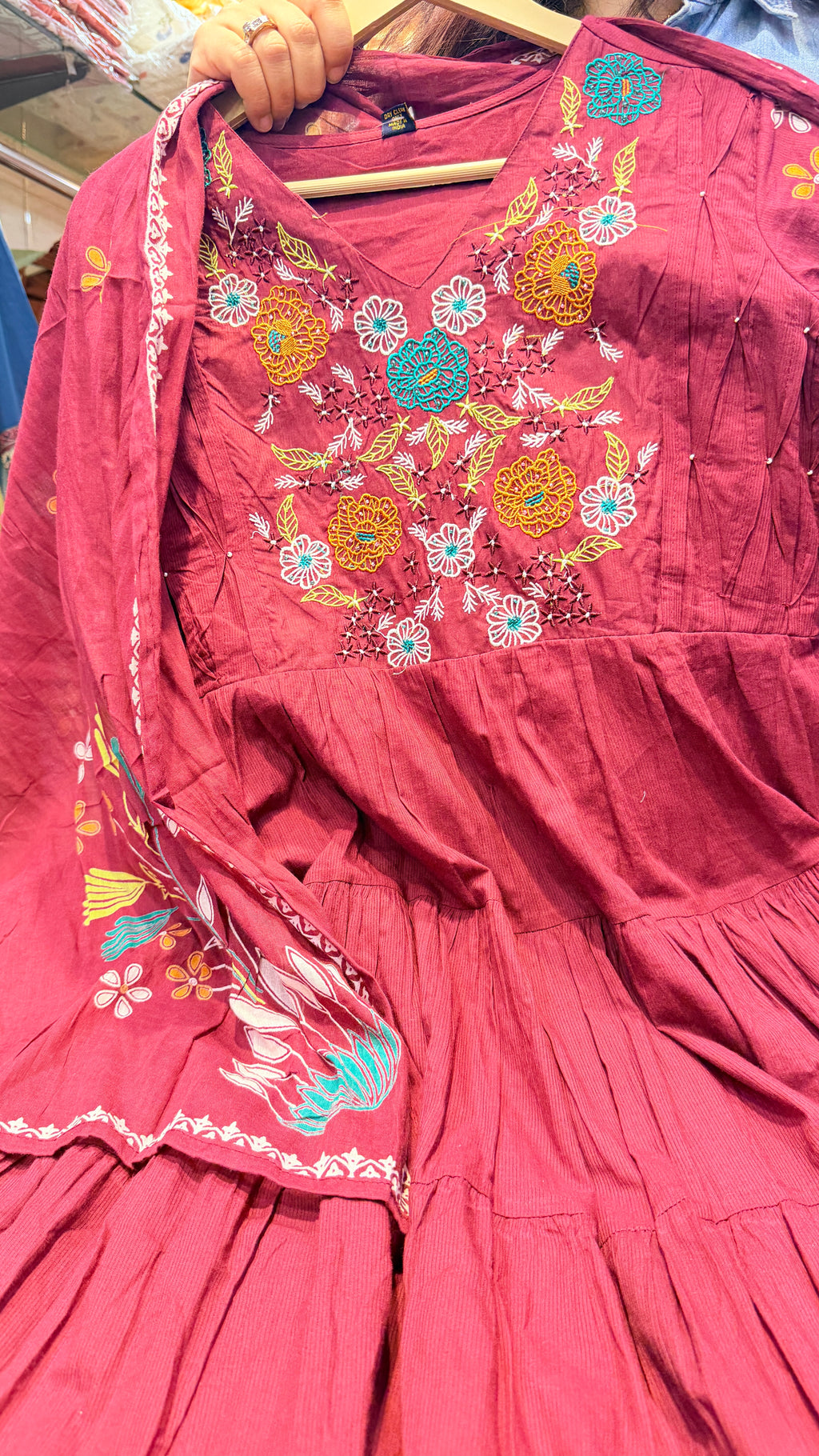 Pink Floral Embroidered Anarkali