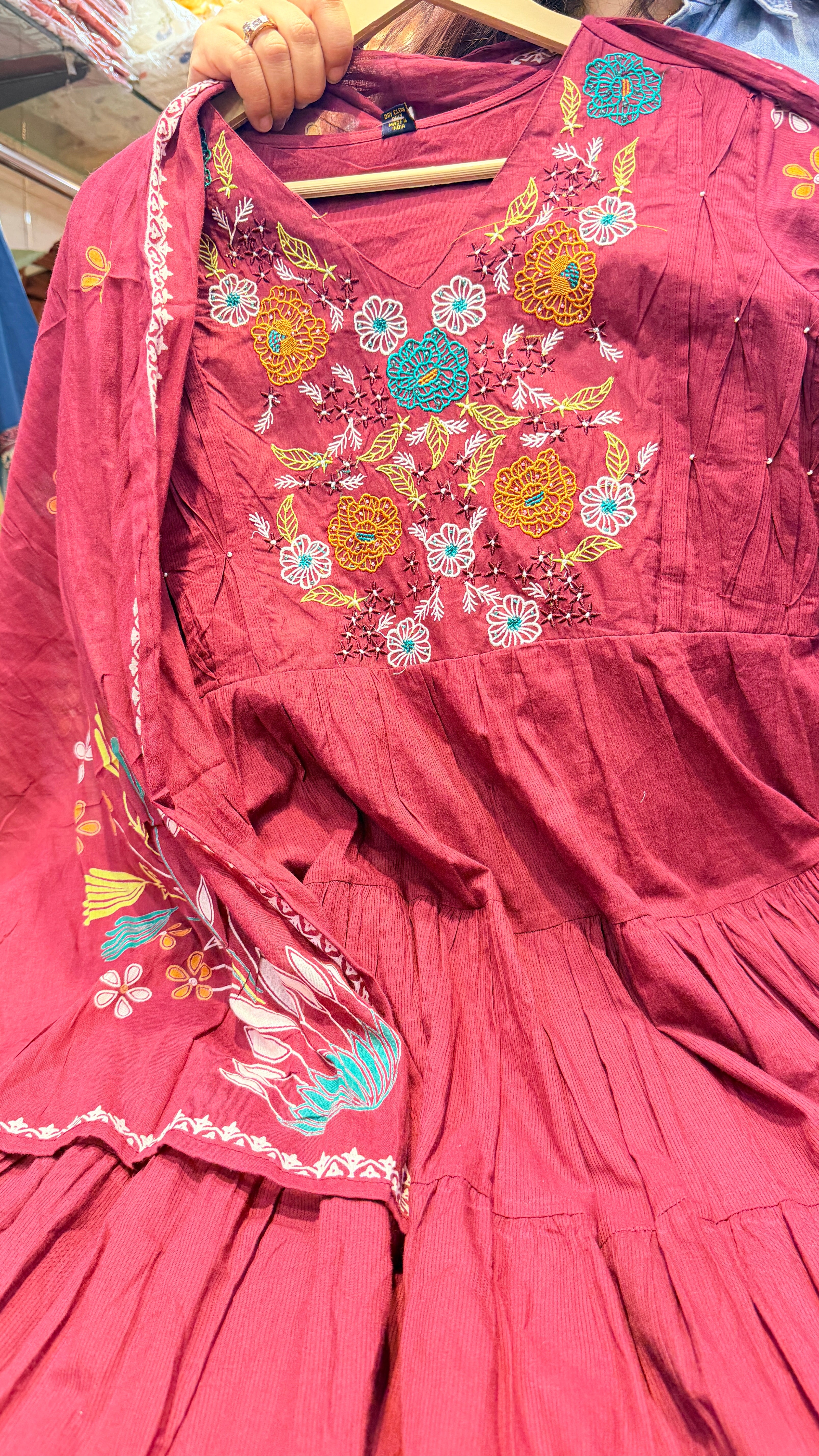 Pink Floral Embroidered Anarkali