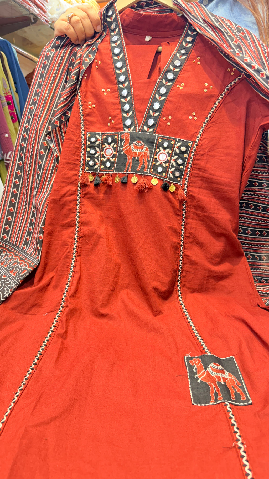 Tribal Applique Work Suit Set with Printed Dupatta