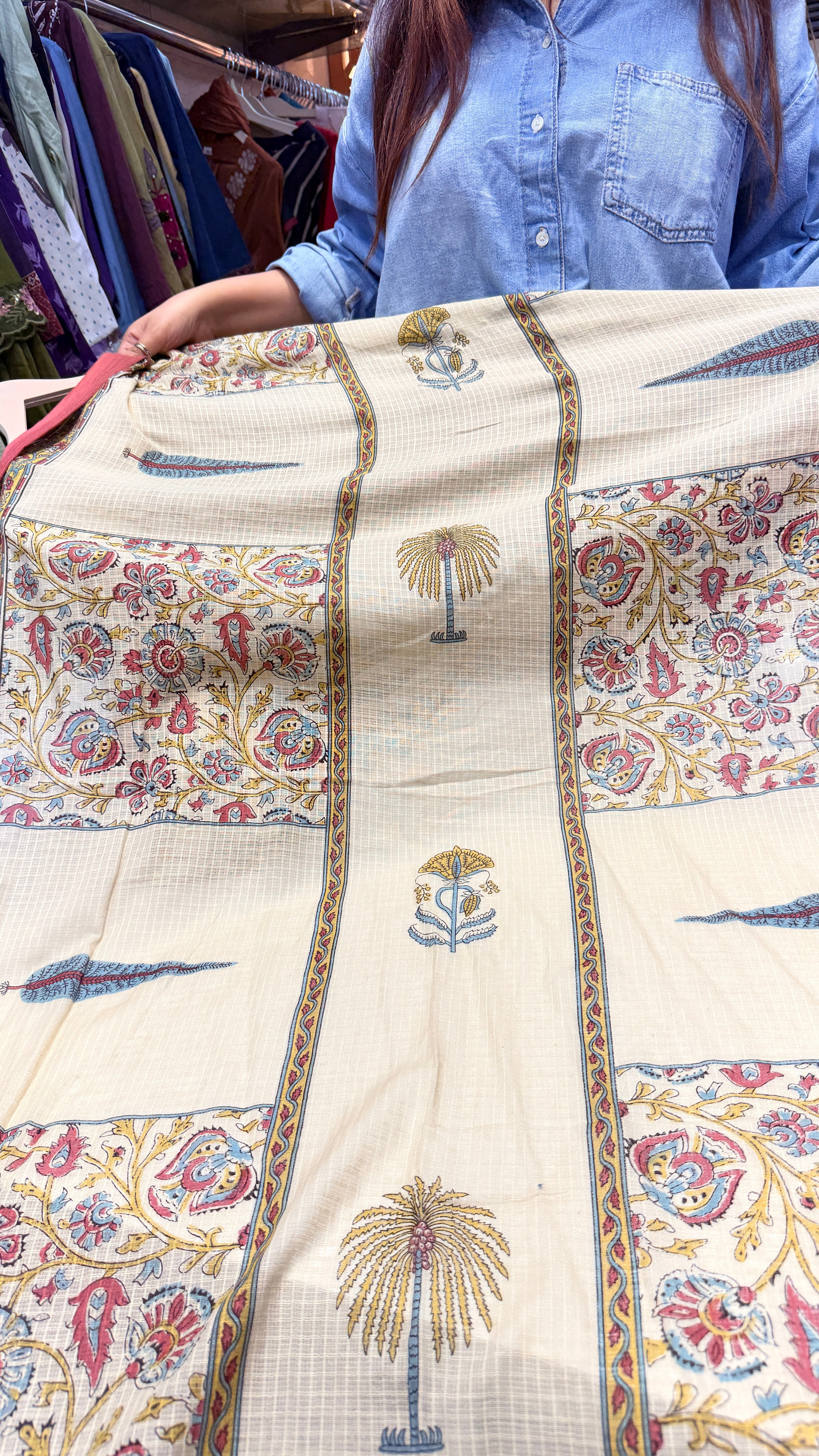 Beige Heritage Print Kurta Set with Artistic Dupatta