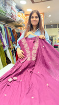 Plum Embroidered Anarkali Kurta Set with Dupatta