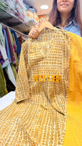 Ivory & Mustard Printed Cotton Kurta Set