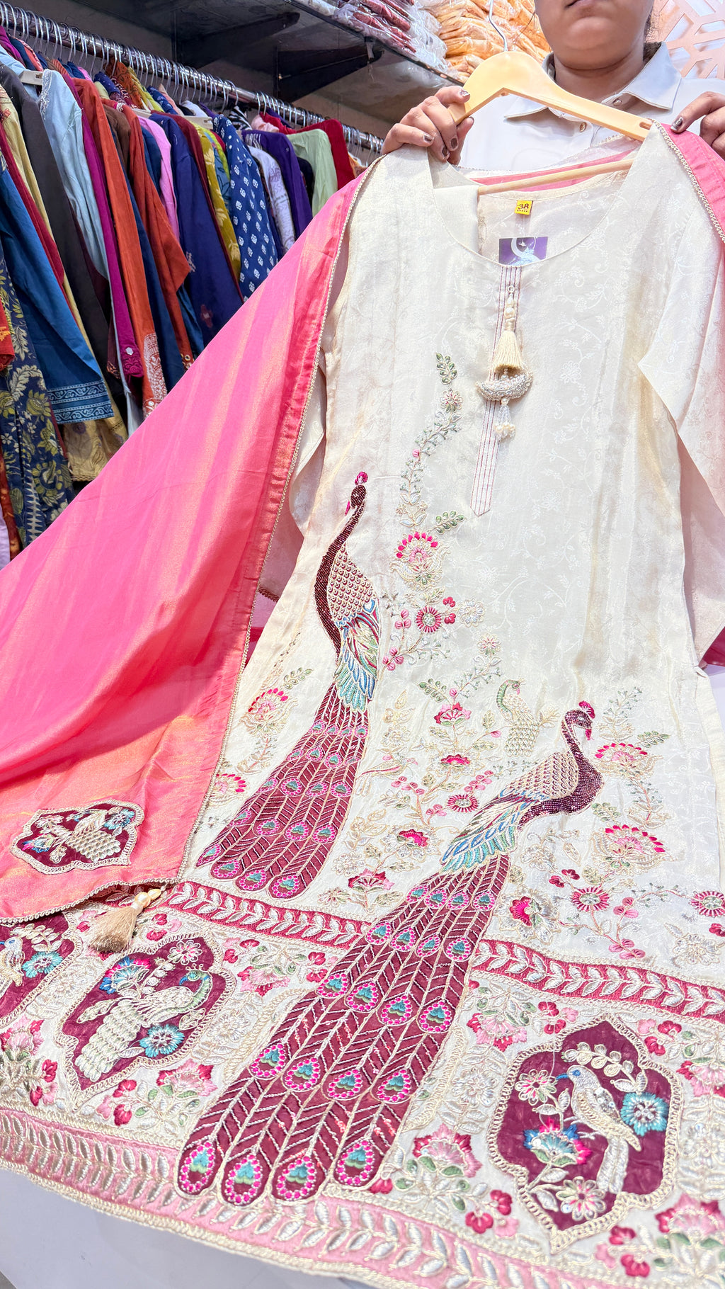 Madhubani Embroidery Silk Suit Set