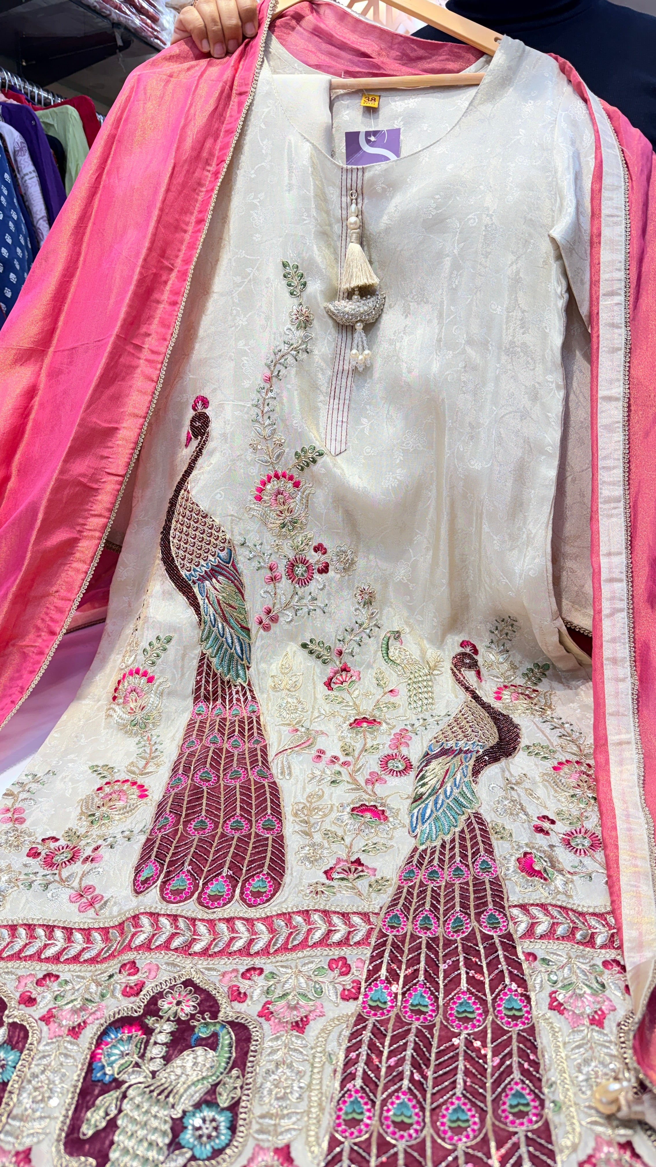 Madhubani Embroidery Silk Suit Set