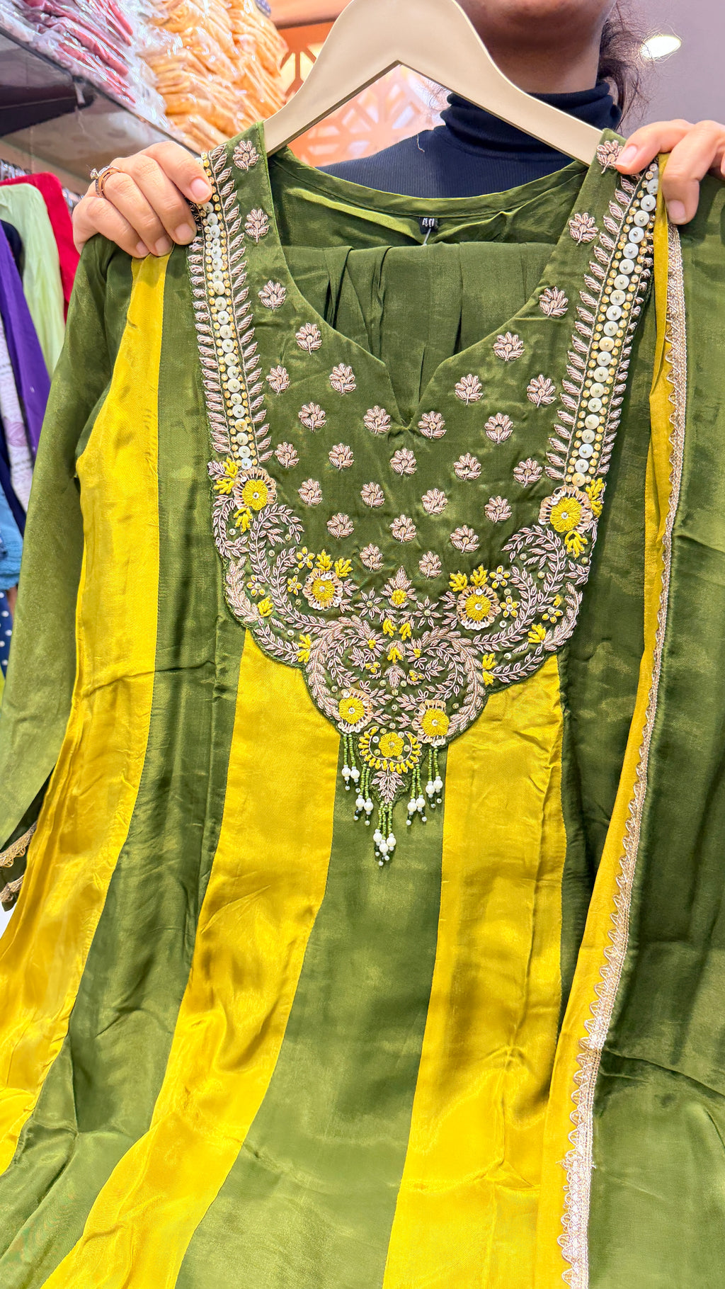 Olive Green And Mustard Suit Set