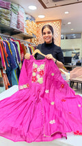 Hot Pink Floral Embroidered Suit Set