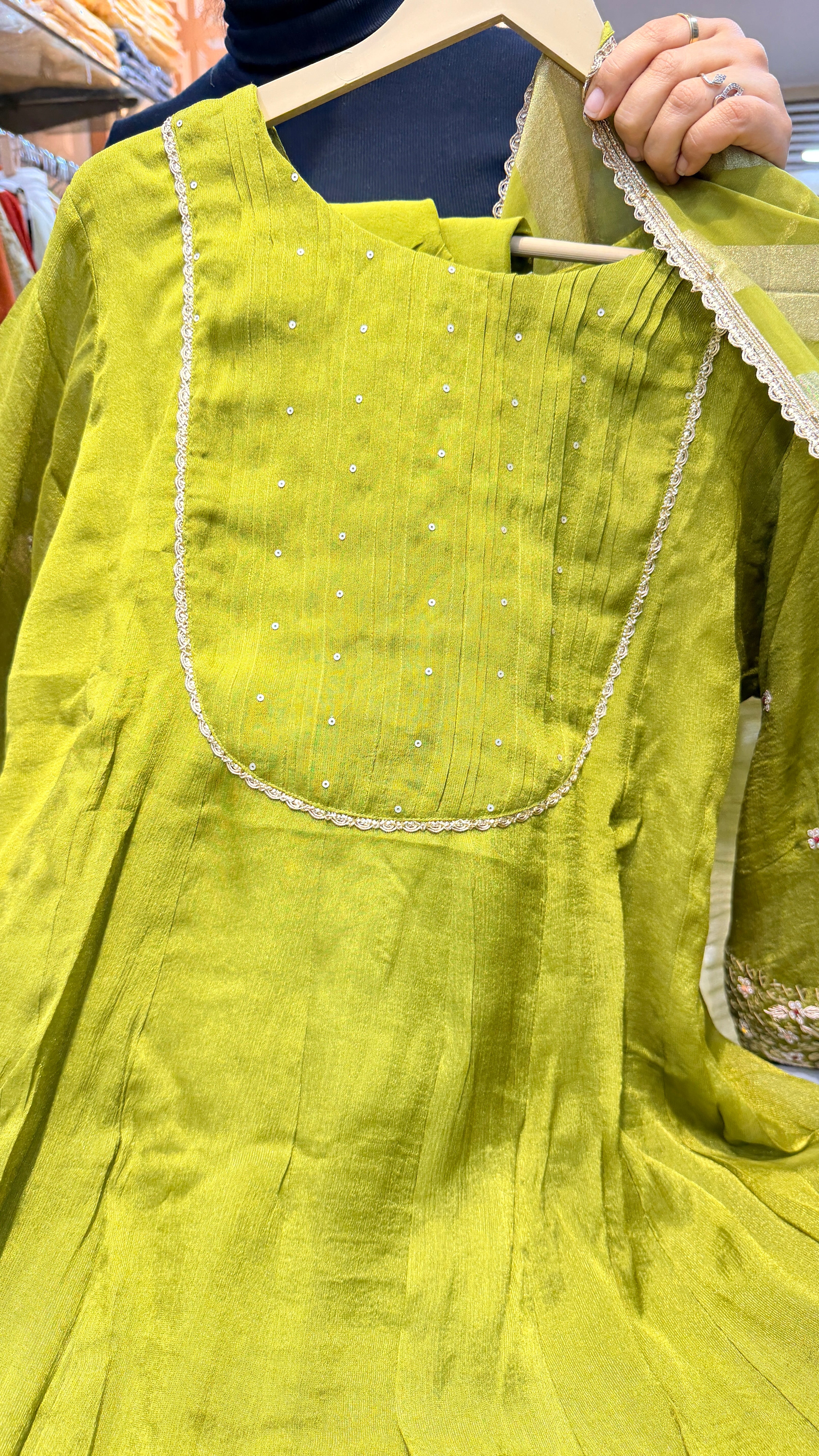 Lush Green Chinnon Suit Set