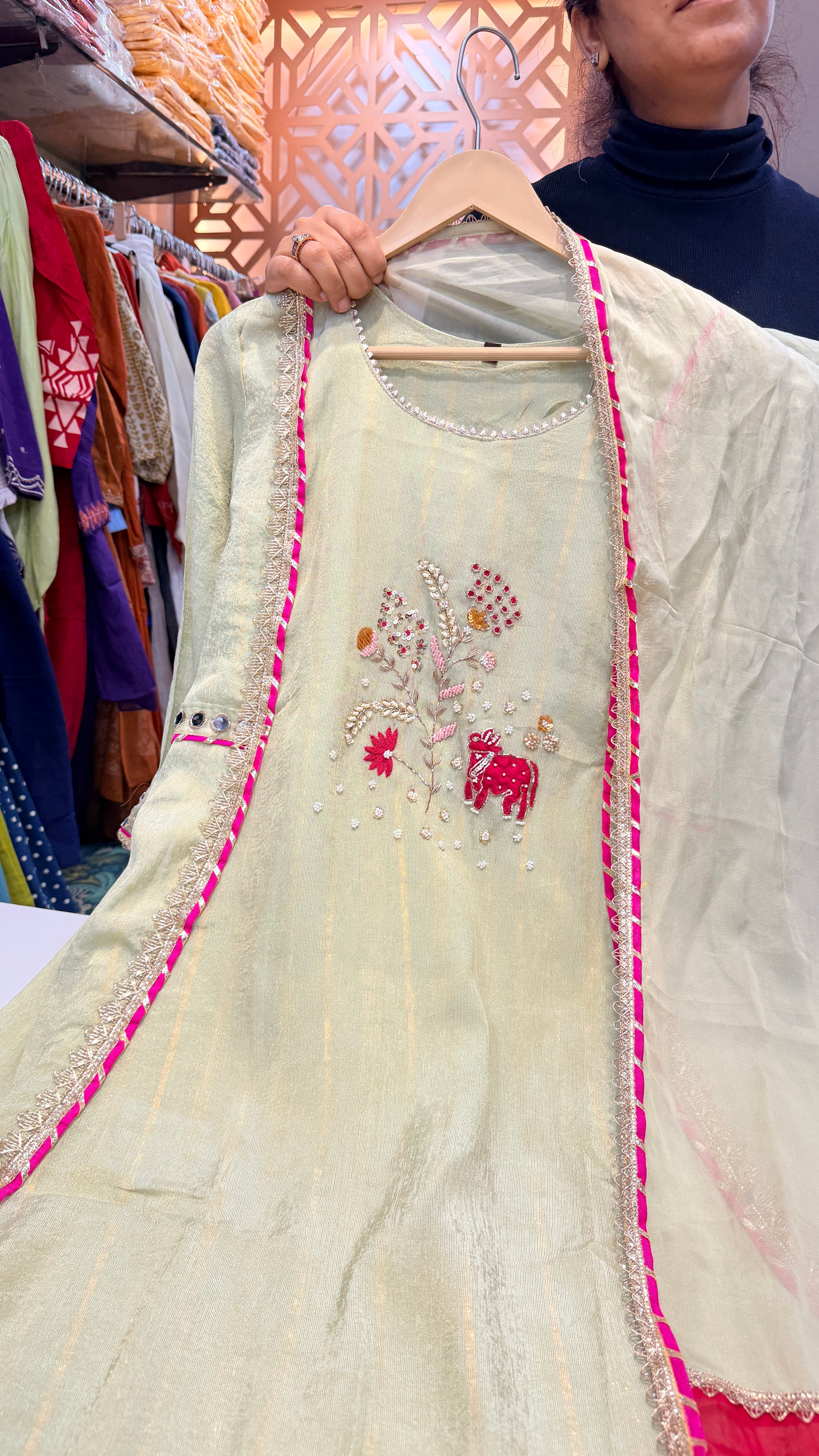 Mint Green Embroidered Suit Set