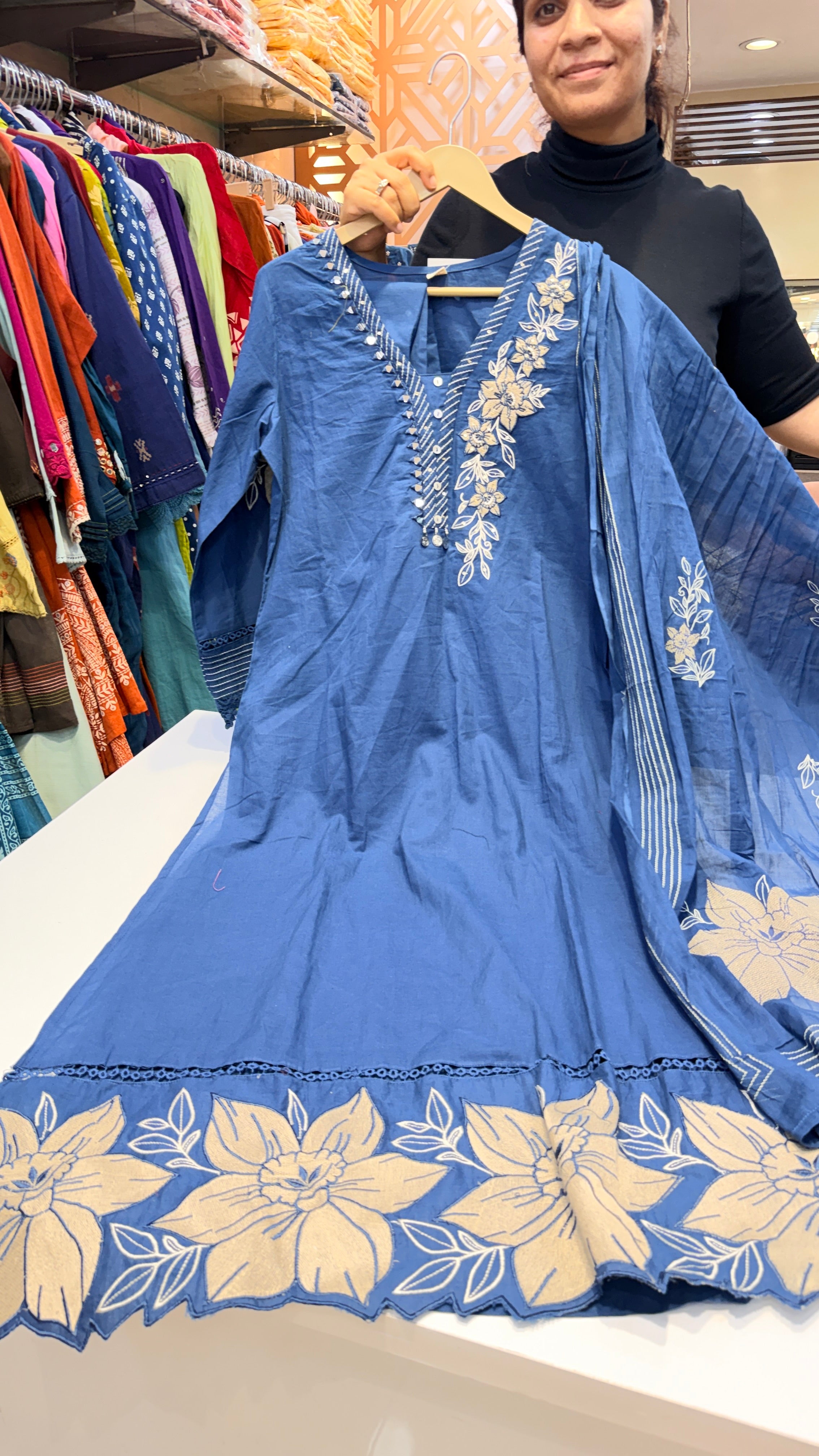 Royal Blue Applique Suit Set