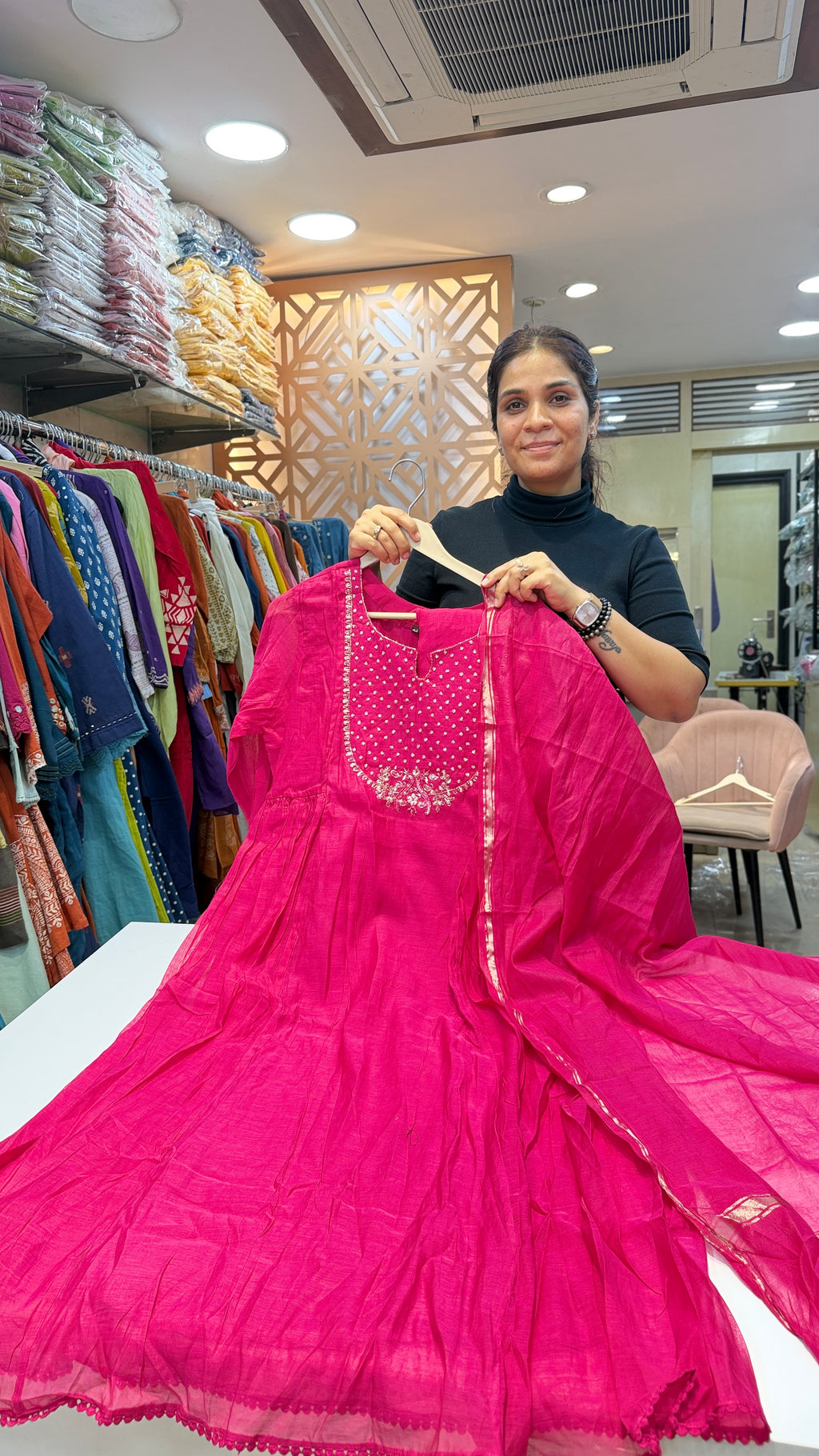 Rani Pink Embellished 
Anarkali