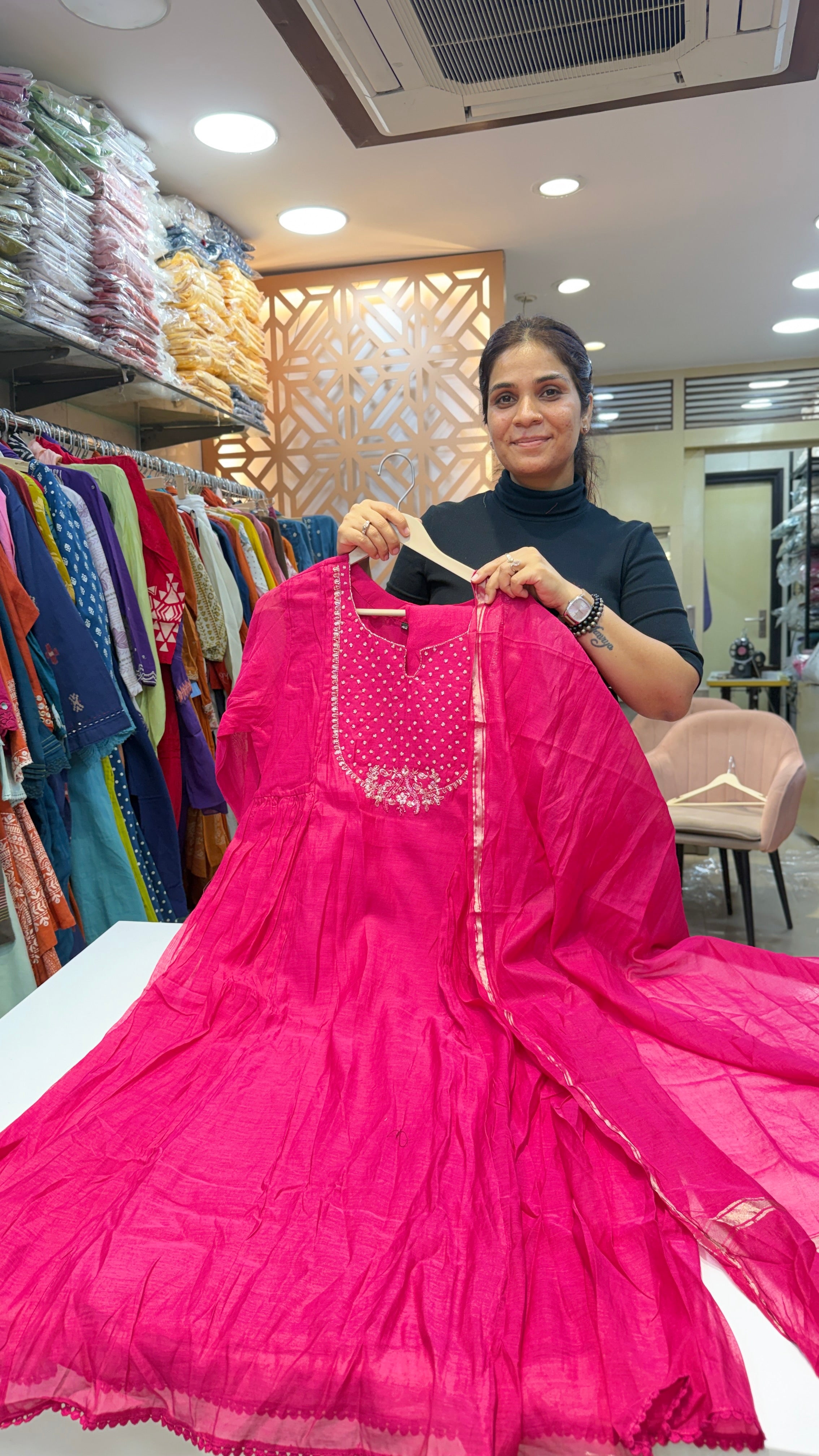 Rani Pink Embellished 
Anarkali