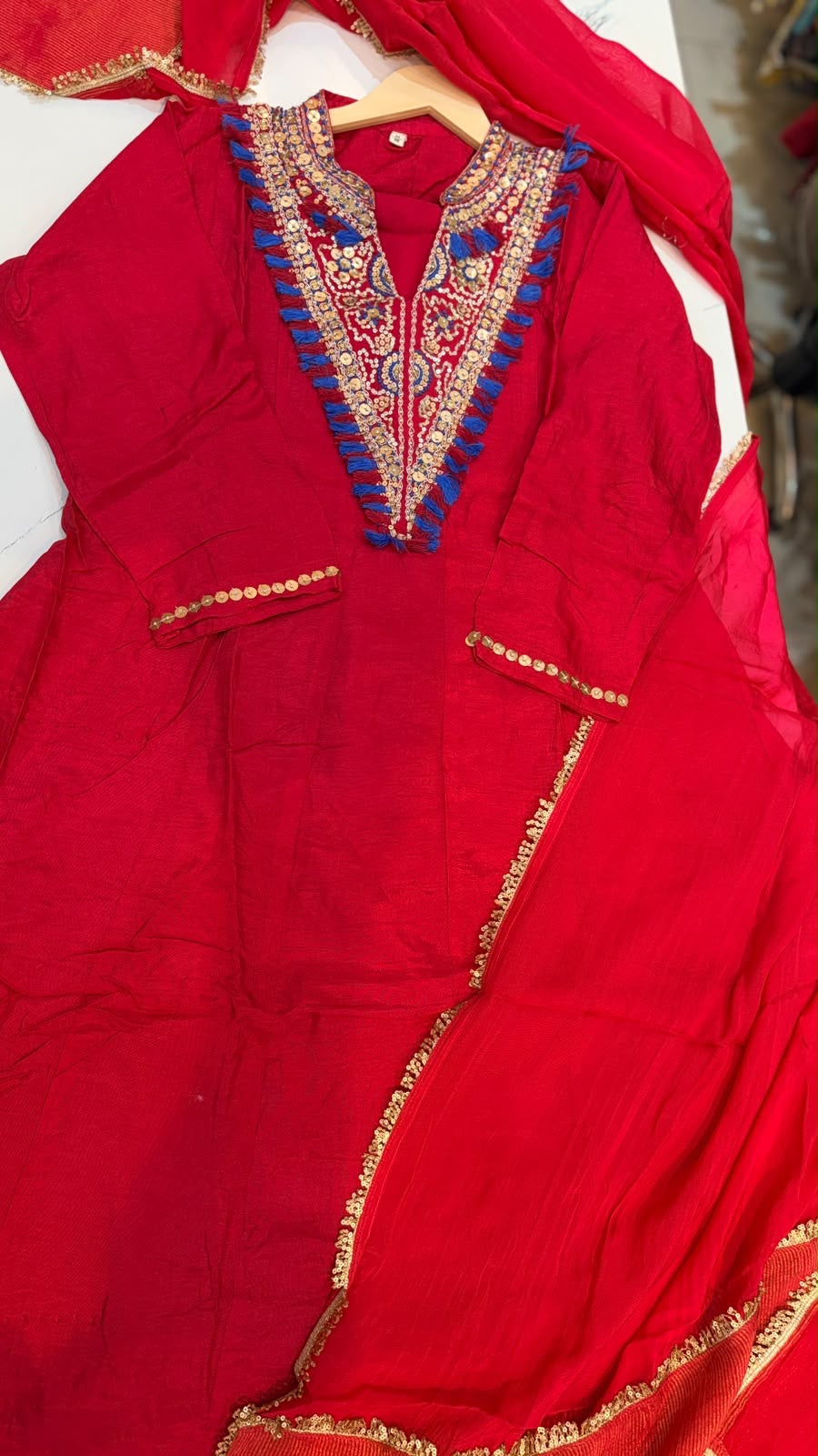 The Colour Contrast Affair – Embroidered Festive Suit Set