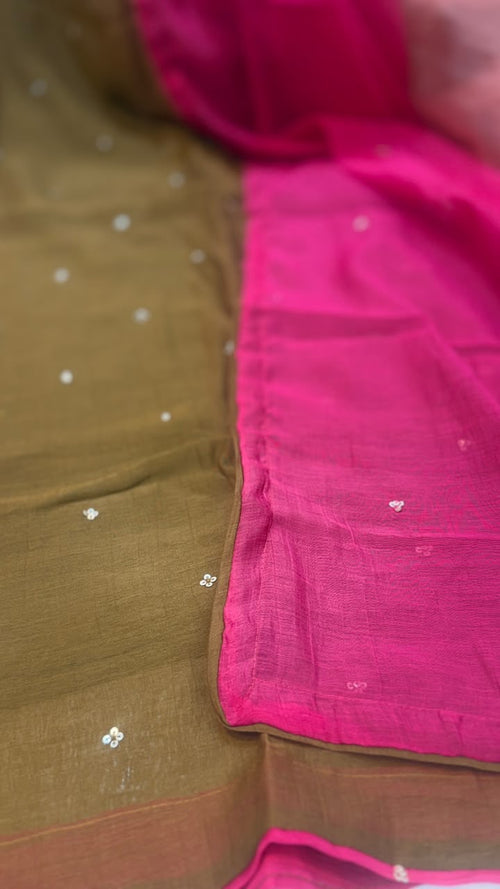 The Art of Unexpected Hues – Mul Chanderi Suit Set