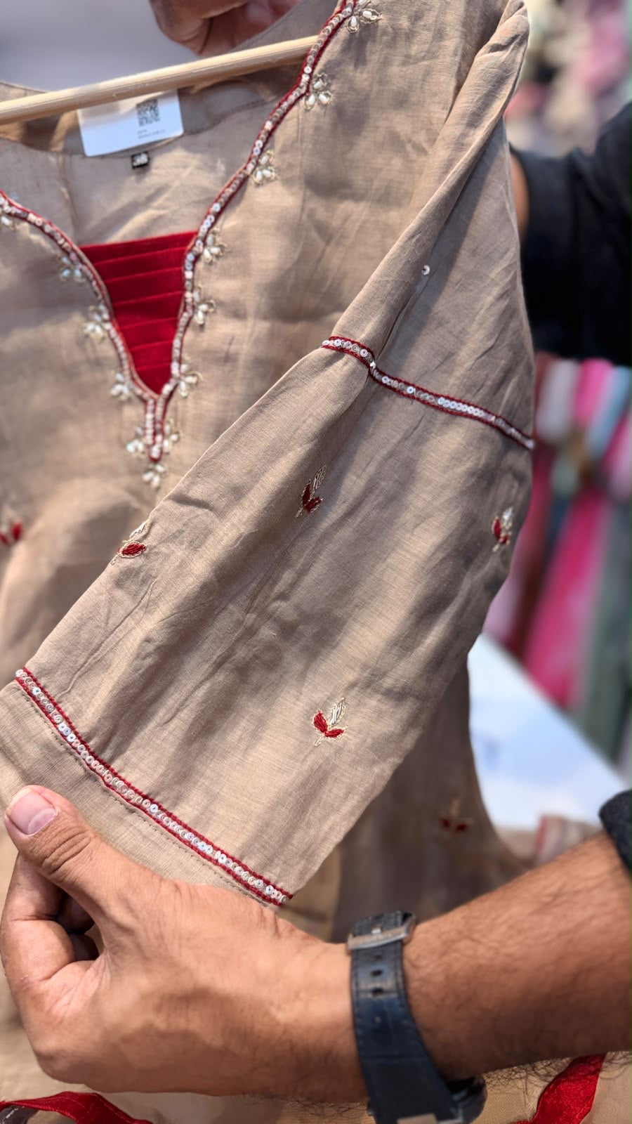 Not So Innocent Beige – Mul Chanderi Suit Set