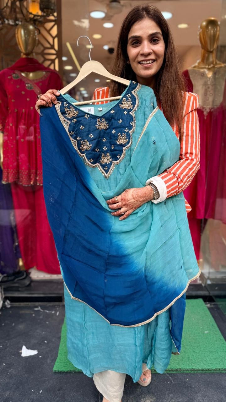 Where Blue Meets Brilliance – Embroidered Suit Set