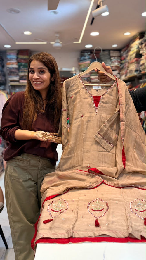 Not So Innocent Beige – Mul Chanderi Suit Set
