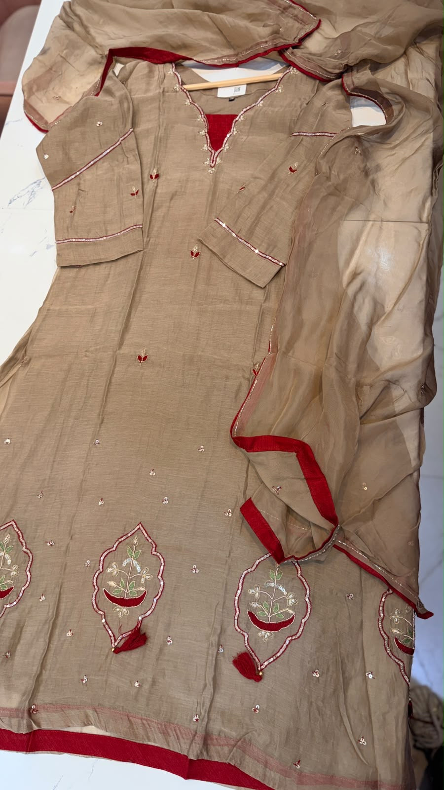 Not So Innocent Beige – Mul Chanderi Suit Set