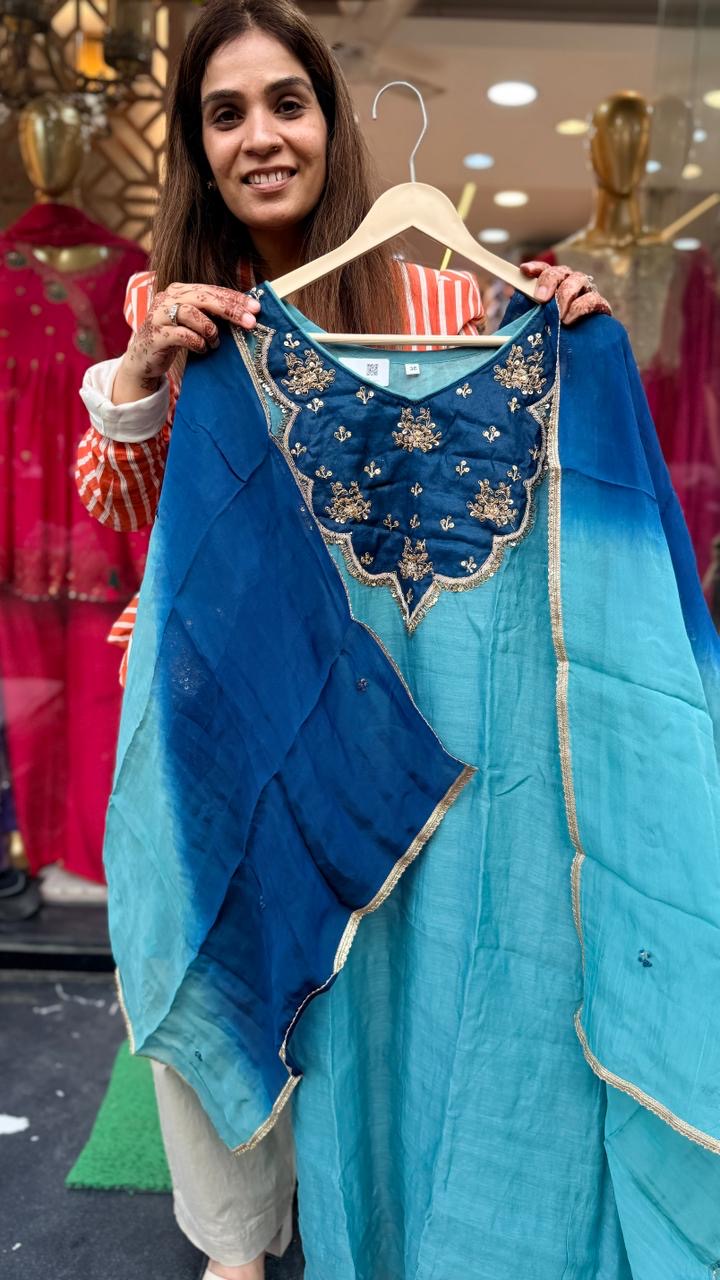 Where Blue Meets Brilliance – Embroidered Suit Set