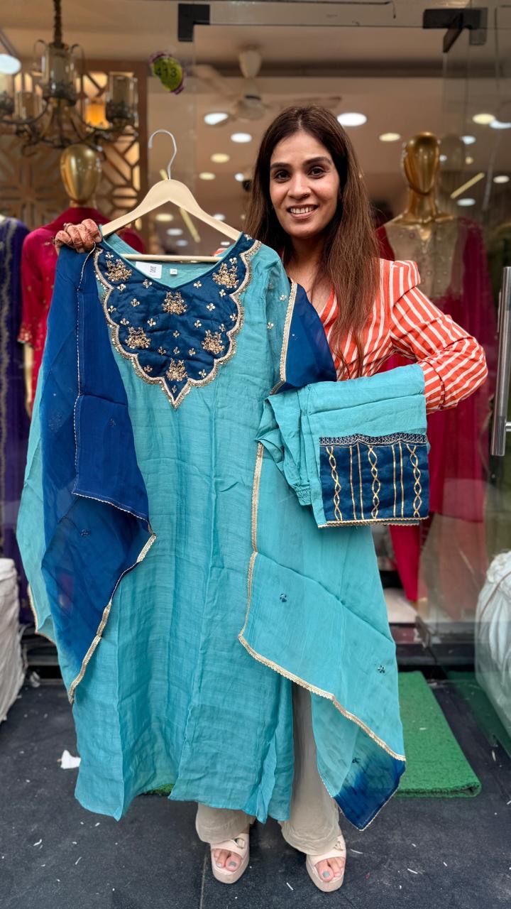 Where Blue Meets Brilliance – Embroidered Suit Set