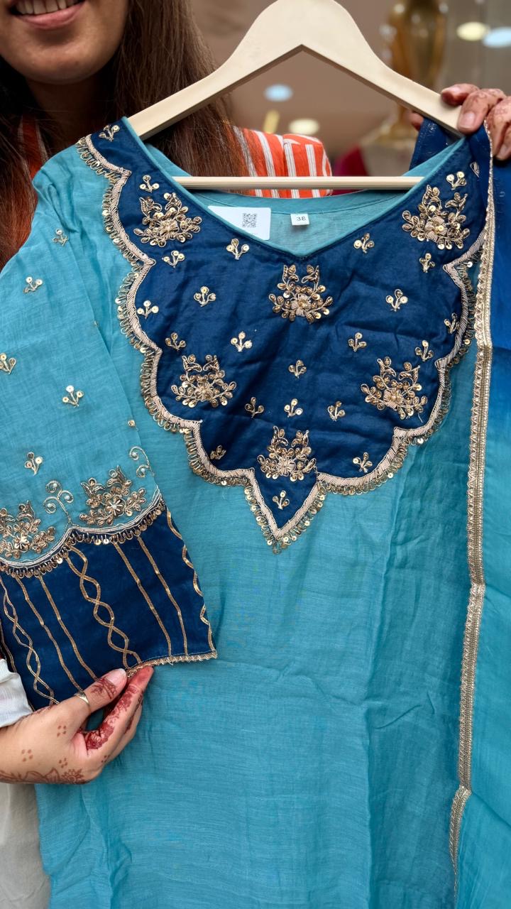 Where Blue Meets Brilliance – Embroidered Suit Set