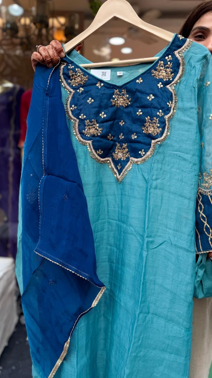 Where Blue Meets Brilliance – Embroidered Suit Set