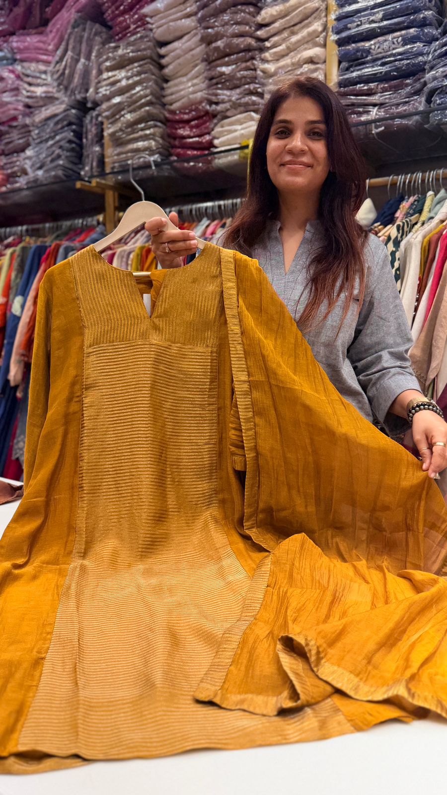 Mustered Lurex Work Suit Set