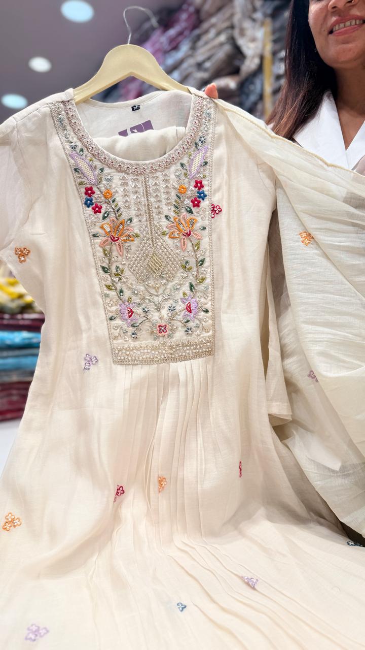 Ivory Blossom Hand Embroidered Suit Set