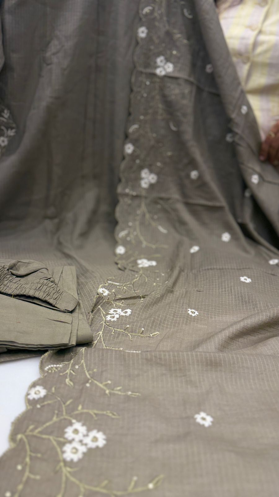 Olive Kota Doriya Embroidered Suit Set