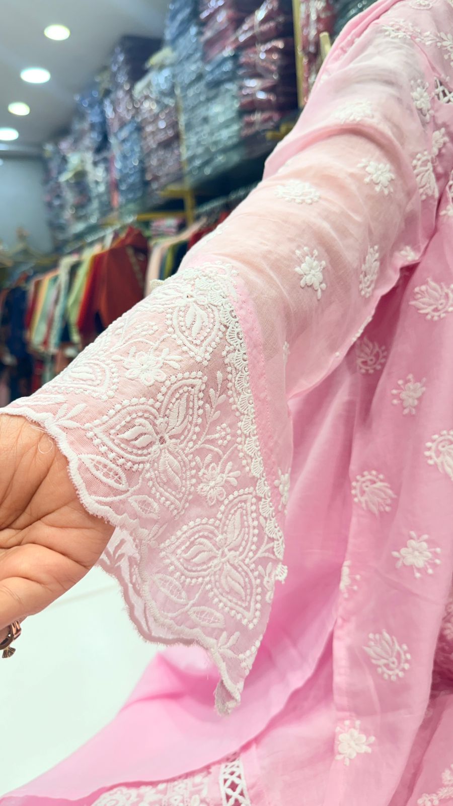 Blush Pink Mul Cotton Chikankari Suit Set
