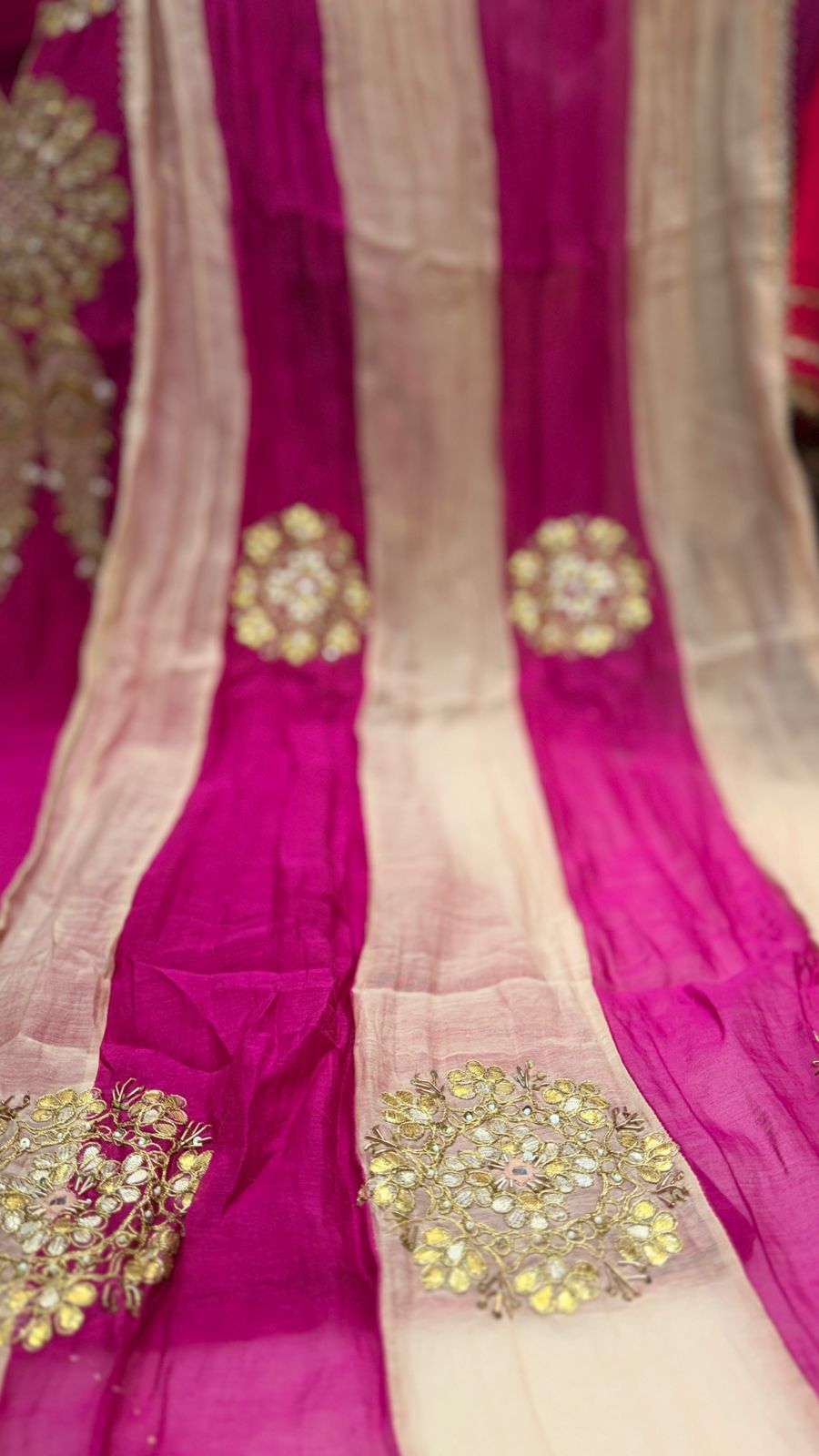 Elite Rani Pink Mul Chanderi Suit Set