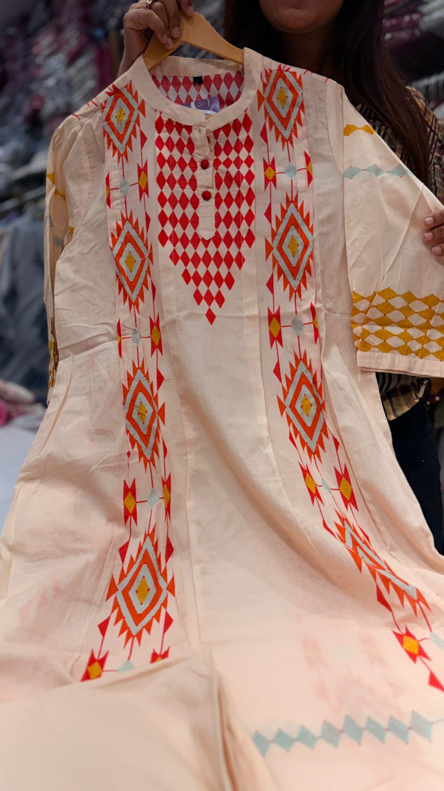 Ivory Aztec Print Kurta Pant Set