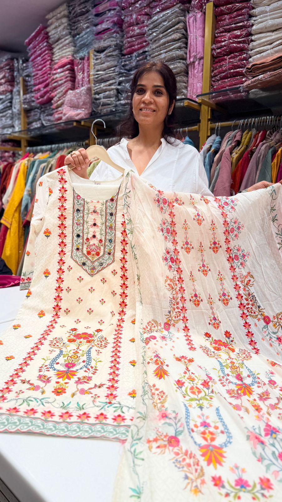 Ivory Garden Embroidered Suit Set