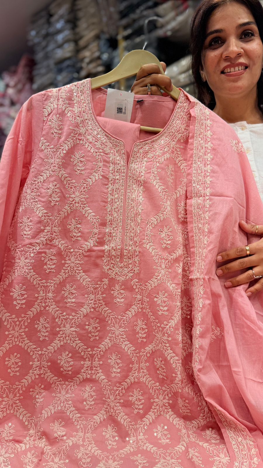 Blush Petal Chikankari Straight Suit