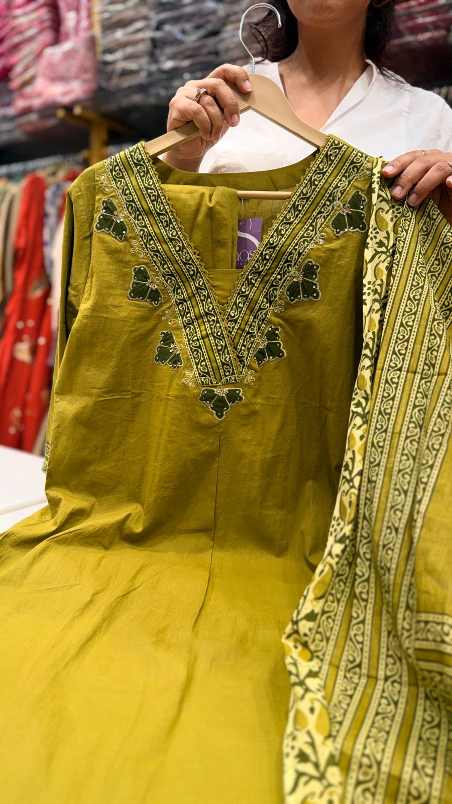 Olive Meadow Cotton Suit Set