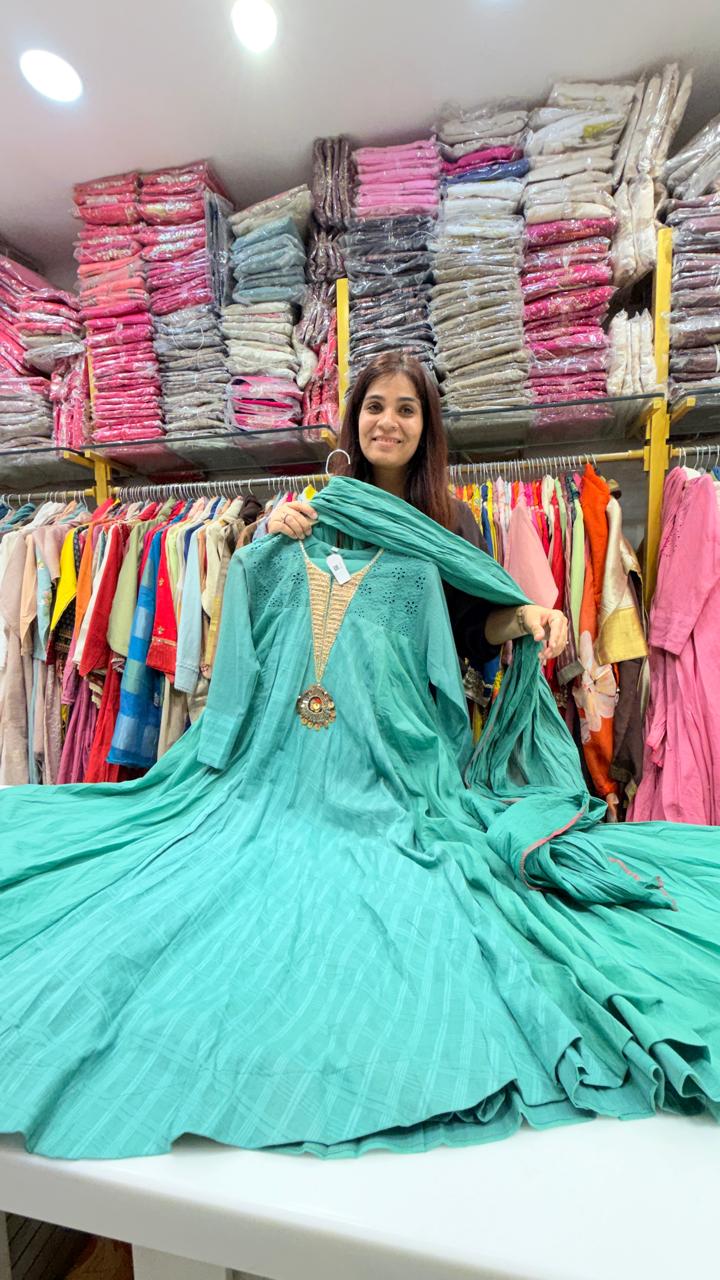 Sea Mist Heavy Mul Anarkali