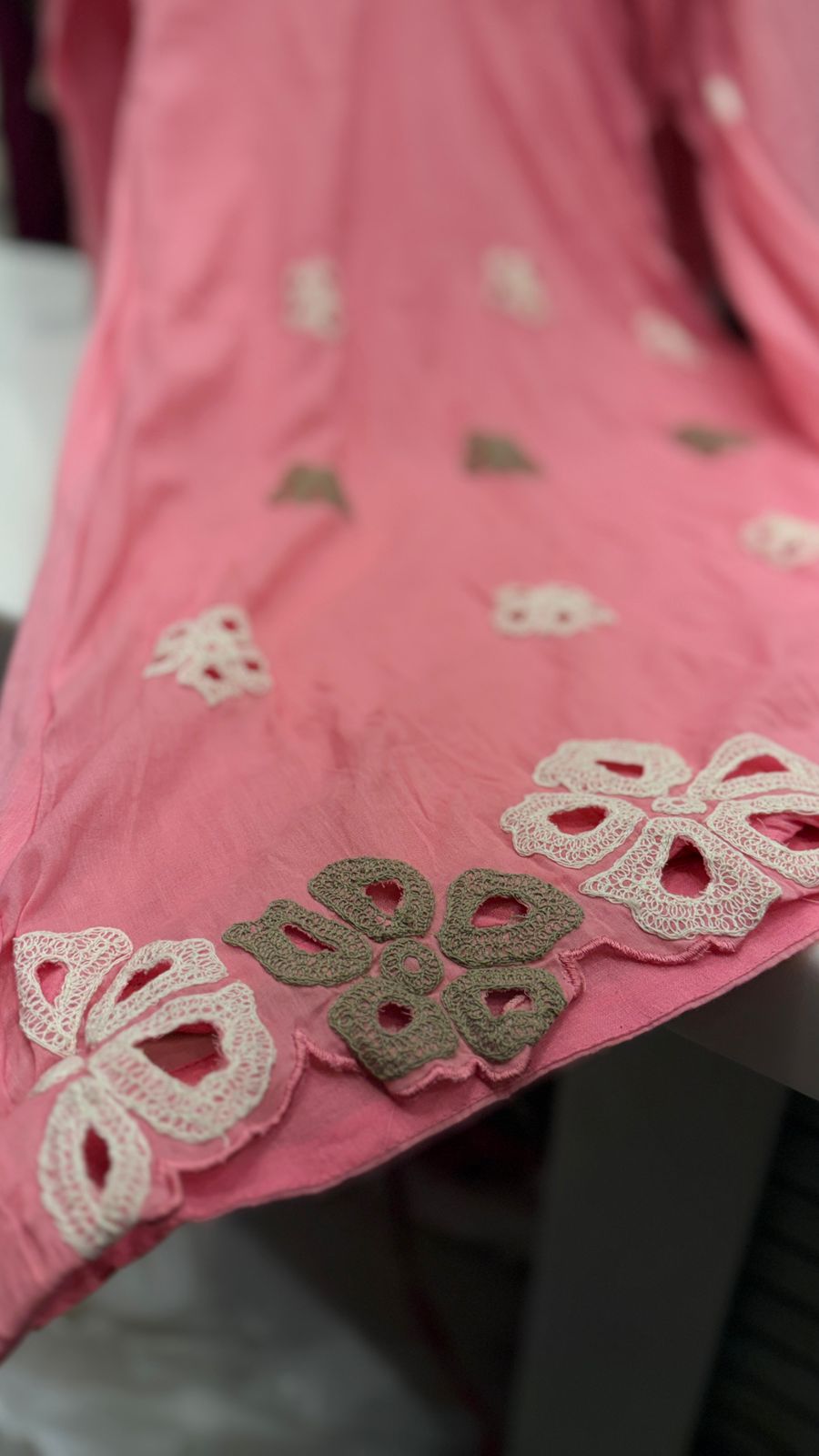 Blush Petal Mul Cotton Suit with Floral Appliqué Work