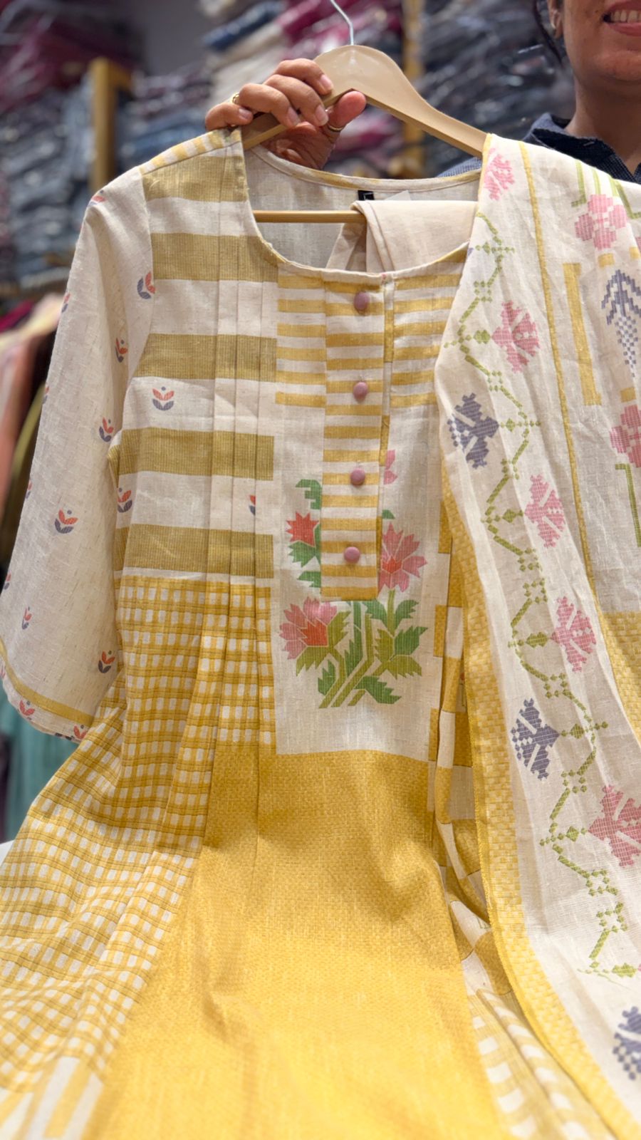 Bloom Cotton Suit Set with Printed Dupatta