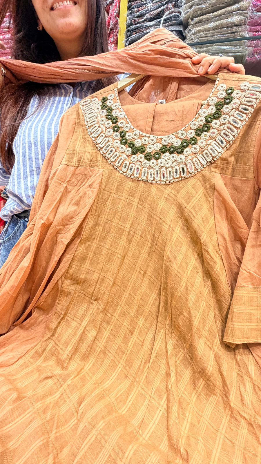 Peach Blossom Embellished Anarkali Set