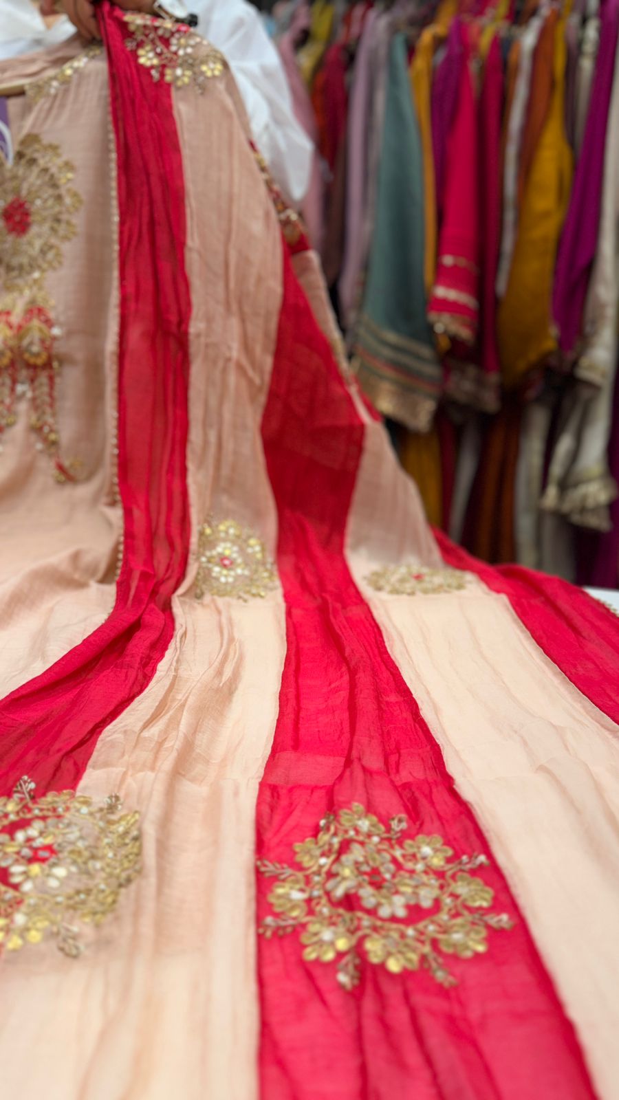 Rose Gold Mul Chanderi Suit Set