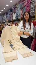 Jute+Linen Cotton Embroidered Co-Ord Set in Classic Ivory